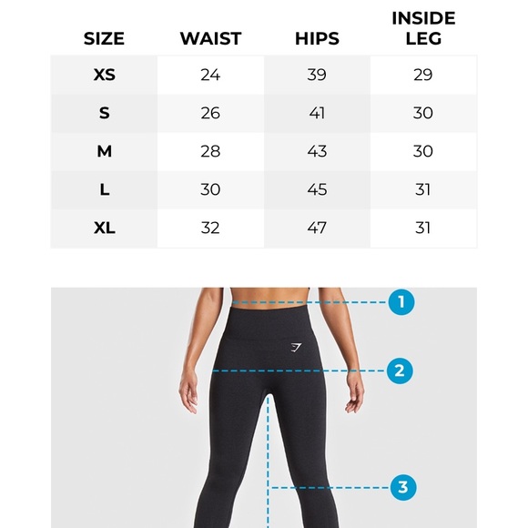 GYMSHARK grey leggings with pink waistband - Picture 6 of 6